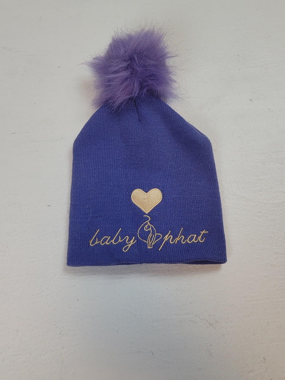 Baby Phat Purple Pom-Pom Knit Beanie